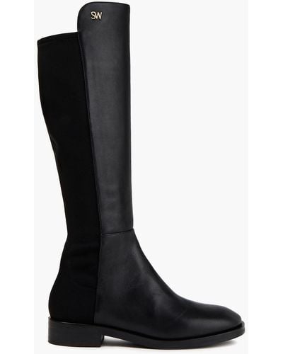 Stuart Weitzman Keelan Leather And Neoprene Knee Boots - Black