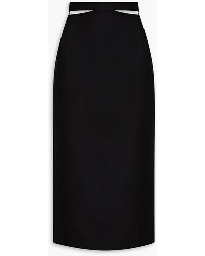 Sandro Rihana Cutout Grain De Poudre Midi Skirt - Black