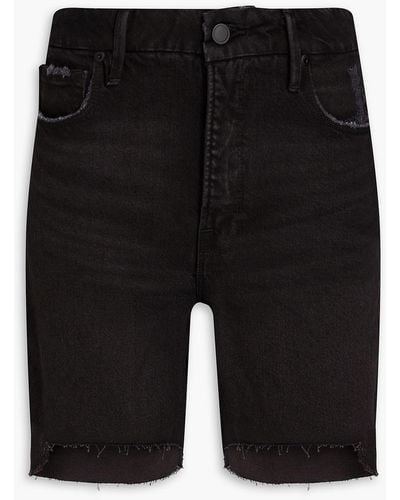 GOOD AMERICAN Distressed Denim Shorts - Black