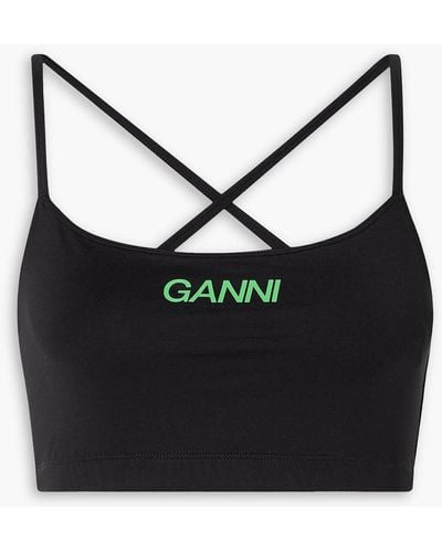 Ganni Sport-bh aus recyceltem stretch-material mit print - Schwarz
