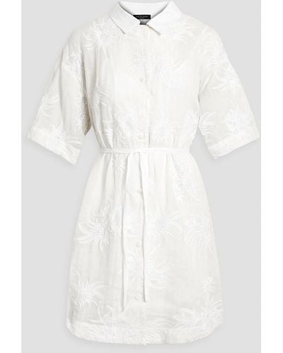 Rag & Bone Reed Broderie Anglaise Ramie Mini Shirt Dress - White