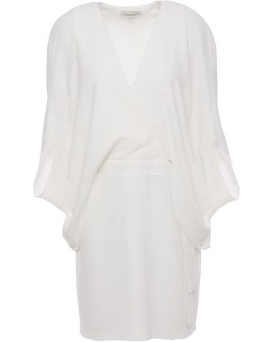 Halston Wrap-effect Cape-back Stretch-crepe Mini Dress - White