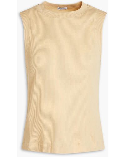 Brunello Cucinelli Ribbed Cotton-jersey Tank - Natural