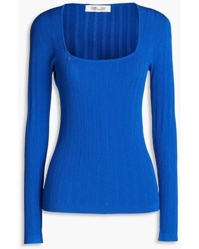 Diane von Furstenberg Ribbed-knit Jumper - Blue