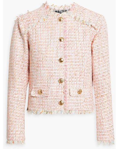 Walter Baker Frayed Metallic Tweed Jacket - Pink