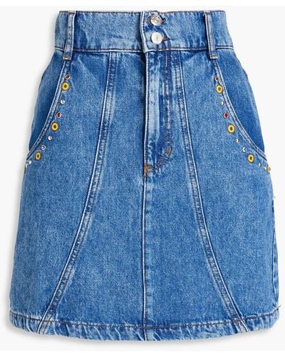 Claudie Pierlot Embellished Denim Mini Skirt - Blue