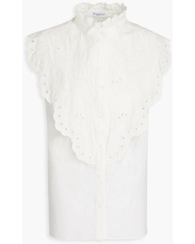 Claudie Pierlot Barlotte Broderie Anglaise-paneled Cotton Top - White