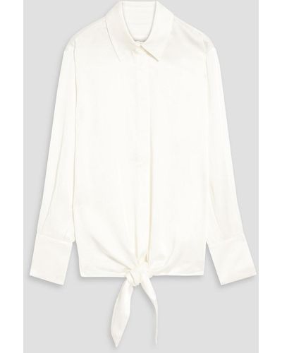 Galvan London Lido Tie-front Satin-crepe Shirt - White
