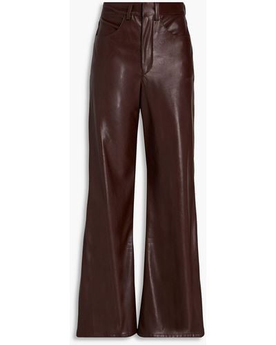 Enza Costa Faux Leather Wide-leg Trousers - Brown