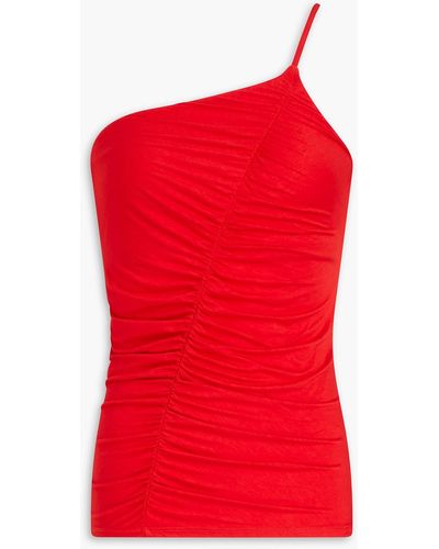 Enza Costa One-shoulder Ruched Stretch-jersey Top - Red