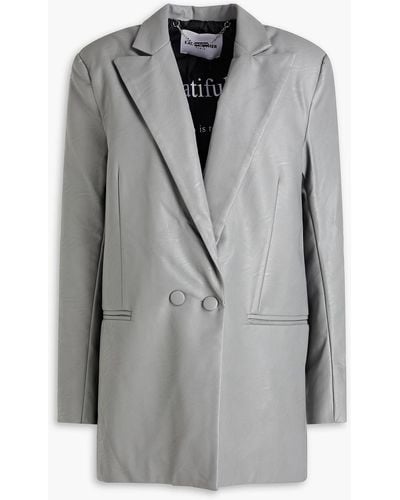 Each x Other Double-breasted Vegan Leather Blazer - Grey