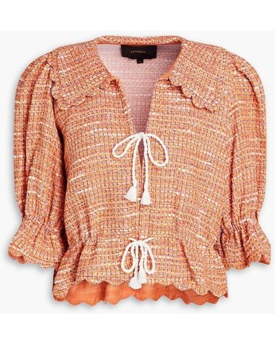 Maje Cropped oberteil aus tweed mit raffung und bindedetail - Pink