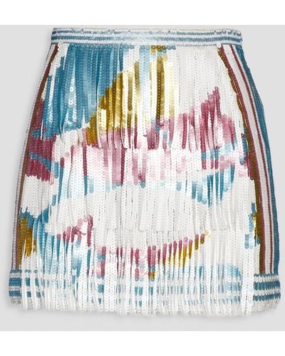 Emilio Pucci Embellished Metallic Tulle Mini Skirt - Blue