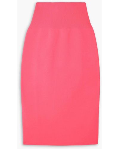 Victoria Beckham Vb Body Ribbed Stretch-knit Midi Skirt - Pink
