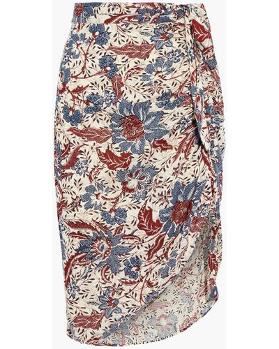 Walter Baker Julianna Wrap-effect Printed Slub Gauze Skirt - Multicolour