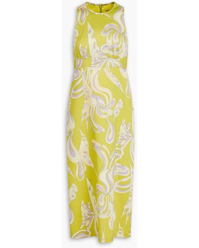 Emilio Pucci Printed Crepe-satin Midi Dress - Yellow