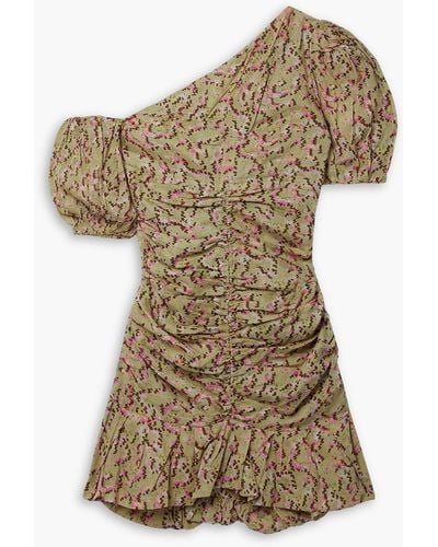 Isabel Marant Lecia Asymmetric Printed Cotton-voile Mini Dress - Natural