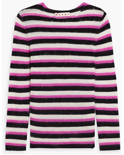 Marni Striped Wool-blend Sweater - Pink