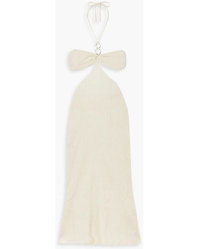 Savannah Morrow Mina Cutout Crinkled Cotton-gauze Halterneck Maxi Dress - White