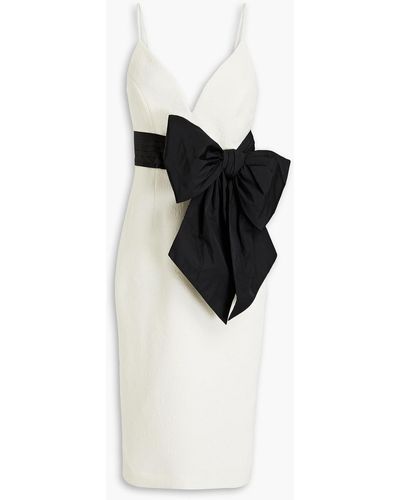 Rebecca Vallance Monique Two-tone Bow-embellished Cloqué Midi Dress - Black