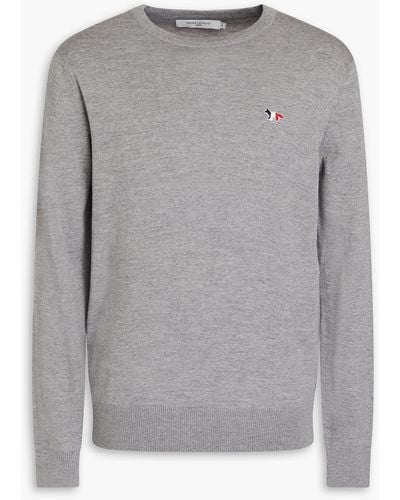 Maison Kitsuné Appliquéd Wool Sweater - Gray