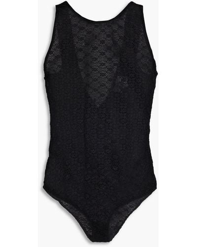 Ganni Twisted Corded-lace Bodysuit - Black