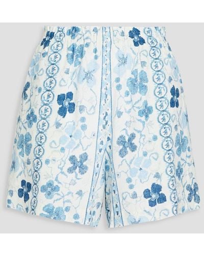 See By Chloé Floral-print Gauze Shorts - Blue
