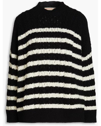 &Daughter Ina Striped Cable-knit Wool Sweater - Black