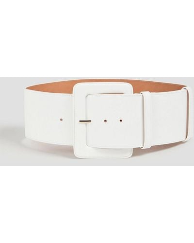 Carolina Herrera Leather-trimmed Denim Belt - White