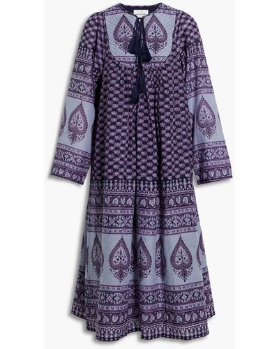 Antik Batik Maddy Tasseled Printed Cotton-voile Midi Dress - Multicolor
