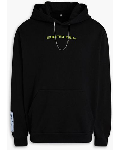 McQ Chain-trimmed Printed French Cotton-terry Hoodie - Black