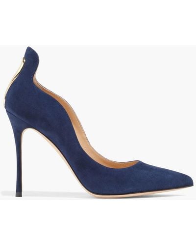 Sergio Rossi Blink Embellished Suede Pumps - Blue