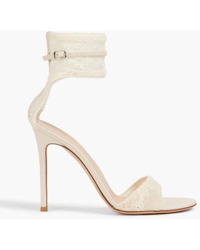 Gianvito Rossi Halle Leather-trimmed Lace Sandals - White