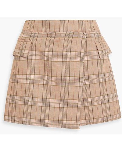 10 Crosby Derek Lam Jillian Skirt-effect Checked Linen-blend Tweed Shorts - Natural