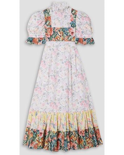 BATSHEVA + Laura Ashley Ruthin Panelled Floral-print Cotton-poplin Midi Dress - Multicolour