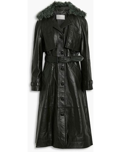 Zimmermann Rhythm Shearling-trimmed Leather Trench Coat - Black