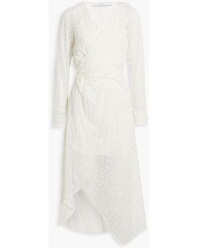IRO Lexa Wrap-effect Devoré Silk-chiffon Midi Dress - White