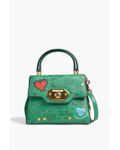 Dolce & Gabbana Printed Leather Tote - Green