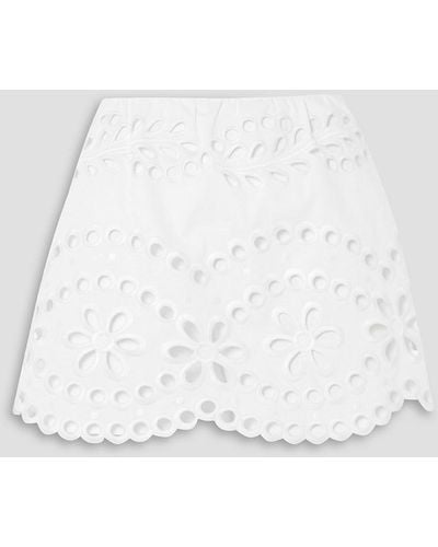 RED Valentino Layered Broderie Anglaise Cotton Shorts - White