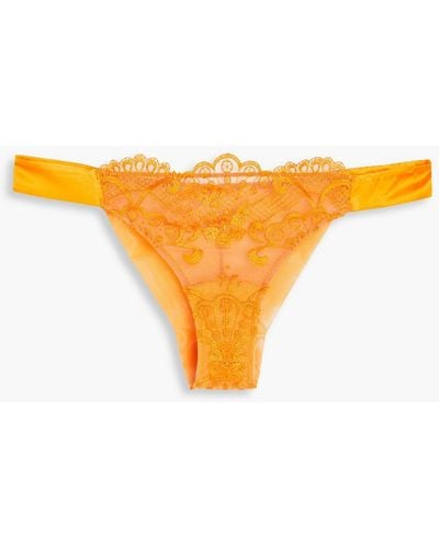 I.D Sarrieri Embroidered Tulle Low-rise Briefs - Orange