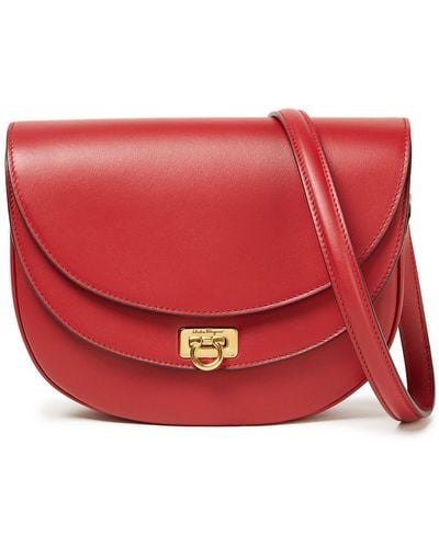 Ferragamo Travel Leather Shoulder Bag - Red