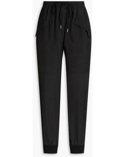 See By Chloé Washed-silk Tapered Trousers - Black
