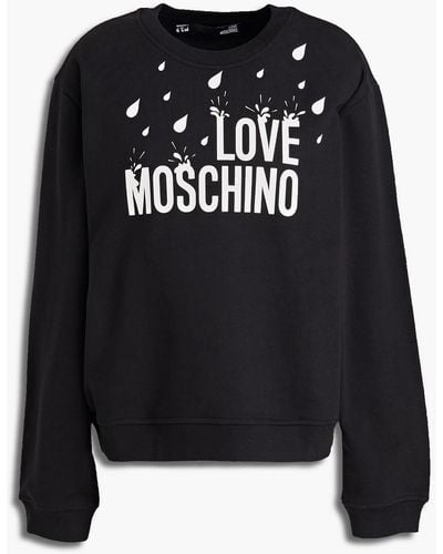 Love Moschino Printed French Cotton-terry Sweatshirt - Black