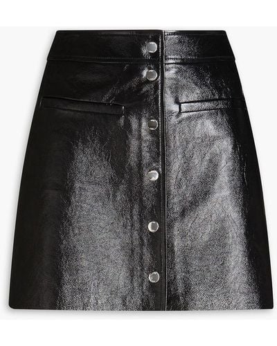 Maje Crinkled Faux Leather Mini Skirt - Black