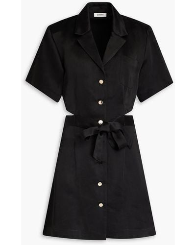 Sandro Cutout Shantung Mini Shirt Dress - Black