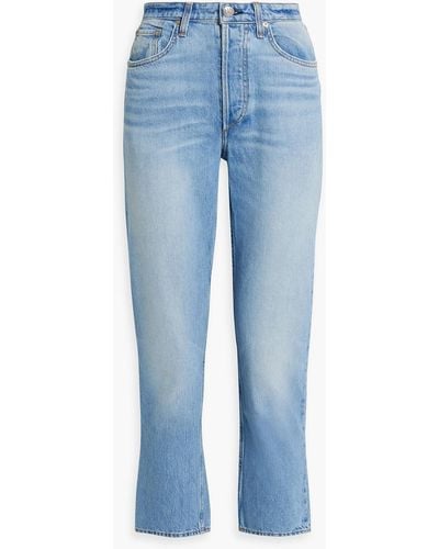 Rag & Bone Nina Cropped Faded High-rise Straight-leg Jeans - Blue