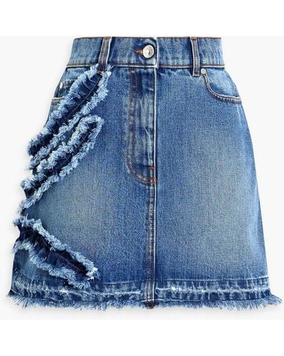 MSGM Distressed Denim Mini Skirt - Blue