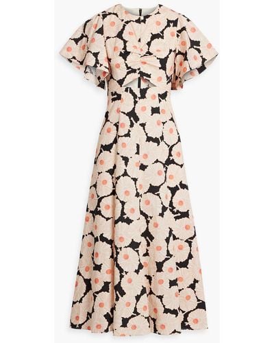 10 Crosby Derek Lam Romilly Floral-print Stretch Cotton-poplin Midi Dress - Orange