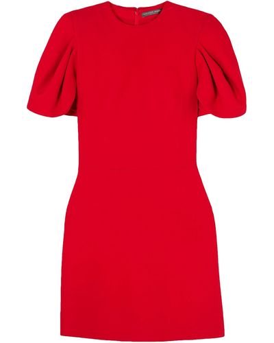 Alexander McQueen Cape-effect Wool-blend Crepe Mini Dress - Red
