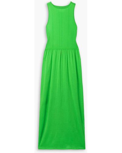 King & Tuckfield Ribbed Merino Wool Maxi Dress - Green